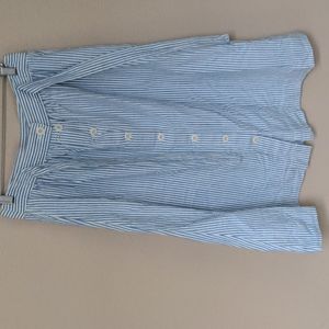 Madewell Striped Blue Midi Skirt Palisades